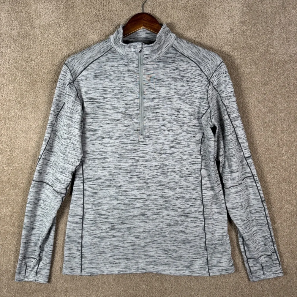 Kuhl‎ Quarter Zip Pullover Mens Large Grey Space Dye Performance Thumbhole Top